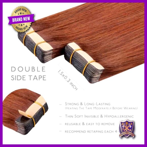 14 Inch Tape In Hair Extensions, 20 Pieces 50g Human Hair Straight main image 5